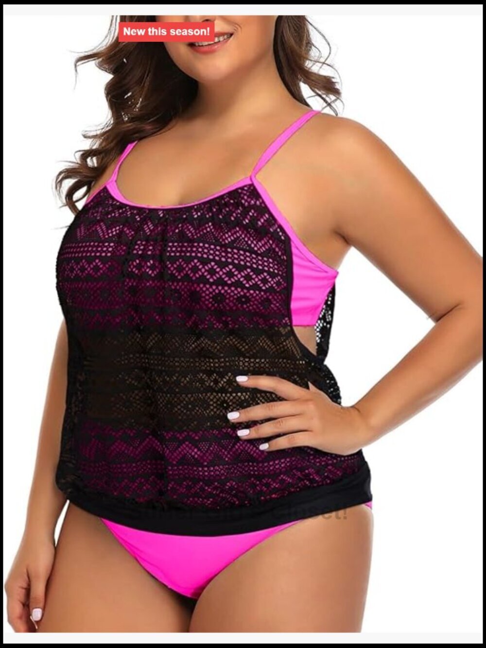 Plus Size Tankini Set Tummy Control Blouson Top with Bottom